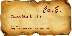 Csicsáky Ervin névjegykártya