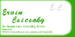 ervin csicsaky business card