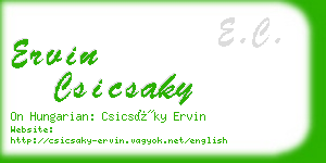 ervin csicsaky business card